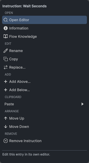The entry More menu exposes the available editing and reference commands.